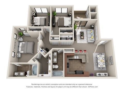 Colton Apartments in Henderson, Nevada Three Bedroom Floor Plan